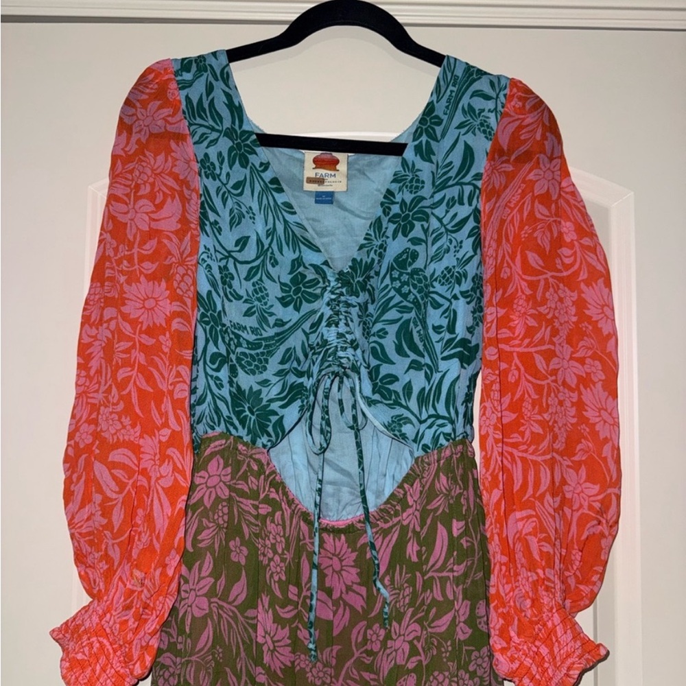 Farm Rio Colorblock Printed Maxi Dress size medium - Picture 4 of 10